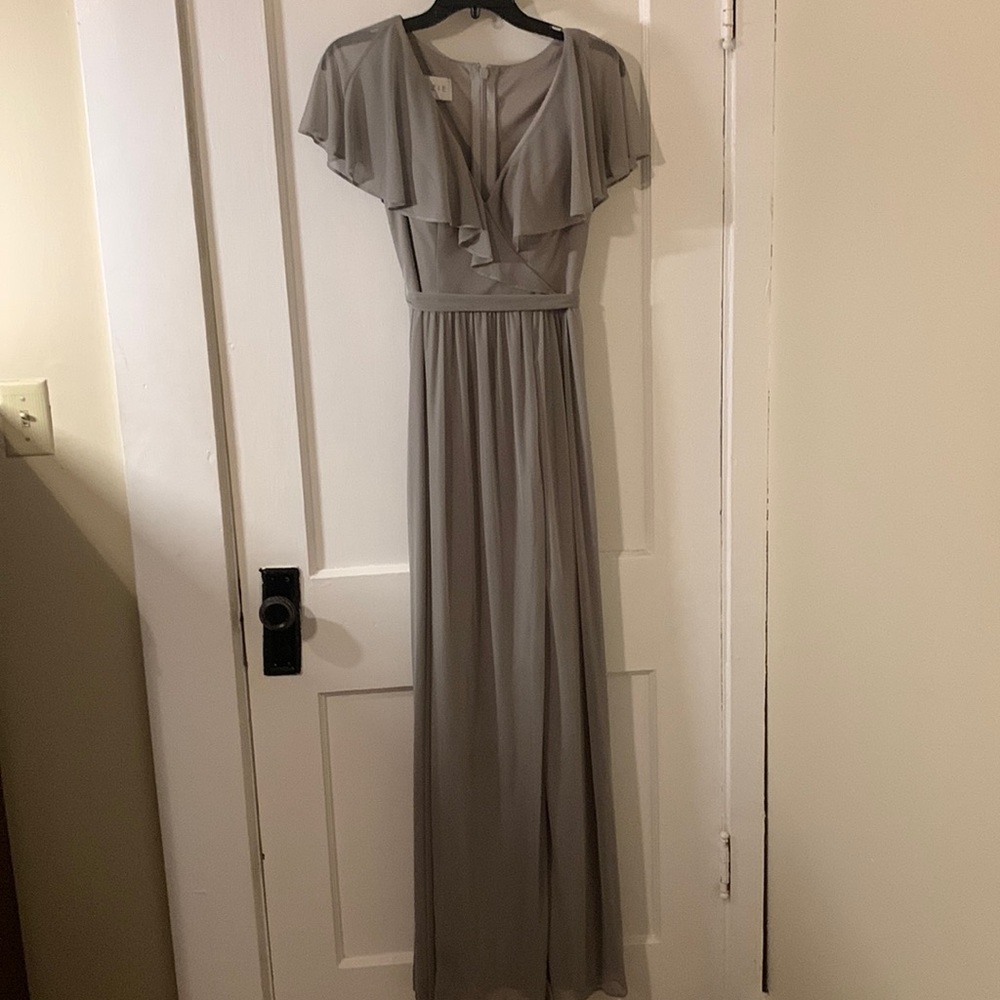 Gray Azazie Chiffon Bridesmaid Dress